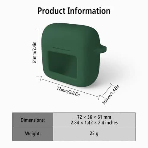Geiomoo Emerald Green Silicone Case for JBL Tour Pro 3 Earbuds | Protective Cover with Carabiner thumbnail 3