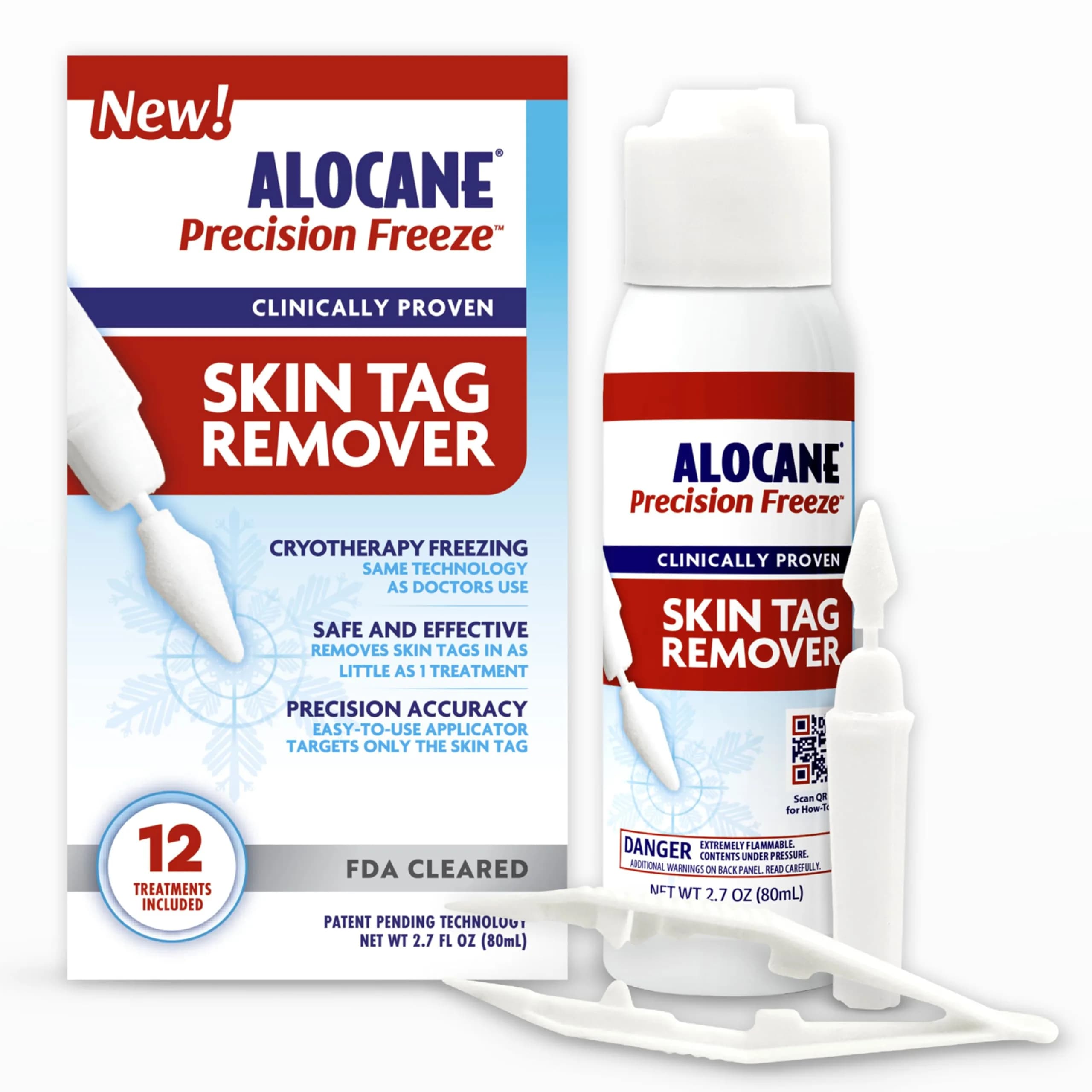Alocane Skin Tag Removal Kit with 12 Precision Applicators | FDA-Cleared Cryotherapy for Safe Home Use — White