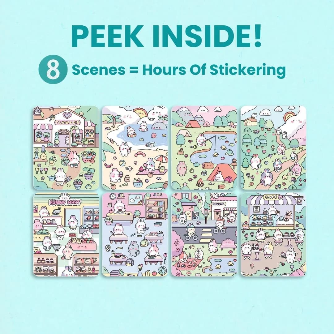 CUPKIN Life of Cute Bunnies Sticker Book with Coloring Pages, 300+ Stickers for Toddlers Ages 2-8 - view 6