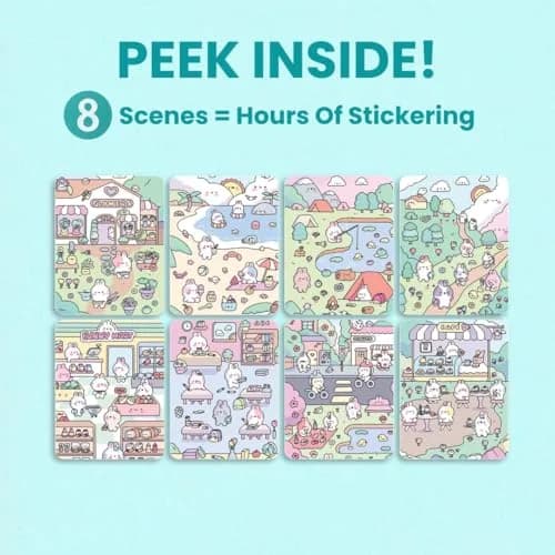 CUPKIN Life of Cute Bunnies Sticker Book with Coloring Pages, 300+ Stickers for Toddlers Ages 2-8 thumbnail 6