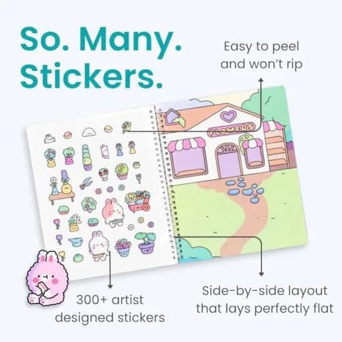 CUPKIN Life of Cute Bunnies Sticker Book with Coloring Pages, 300+ Stickers for Toddlers Ages 2-8 thumbnail 3