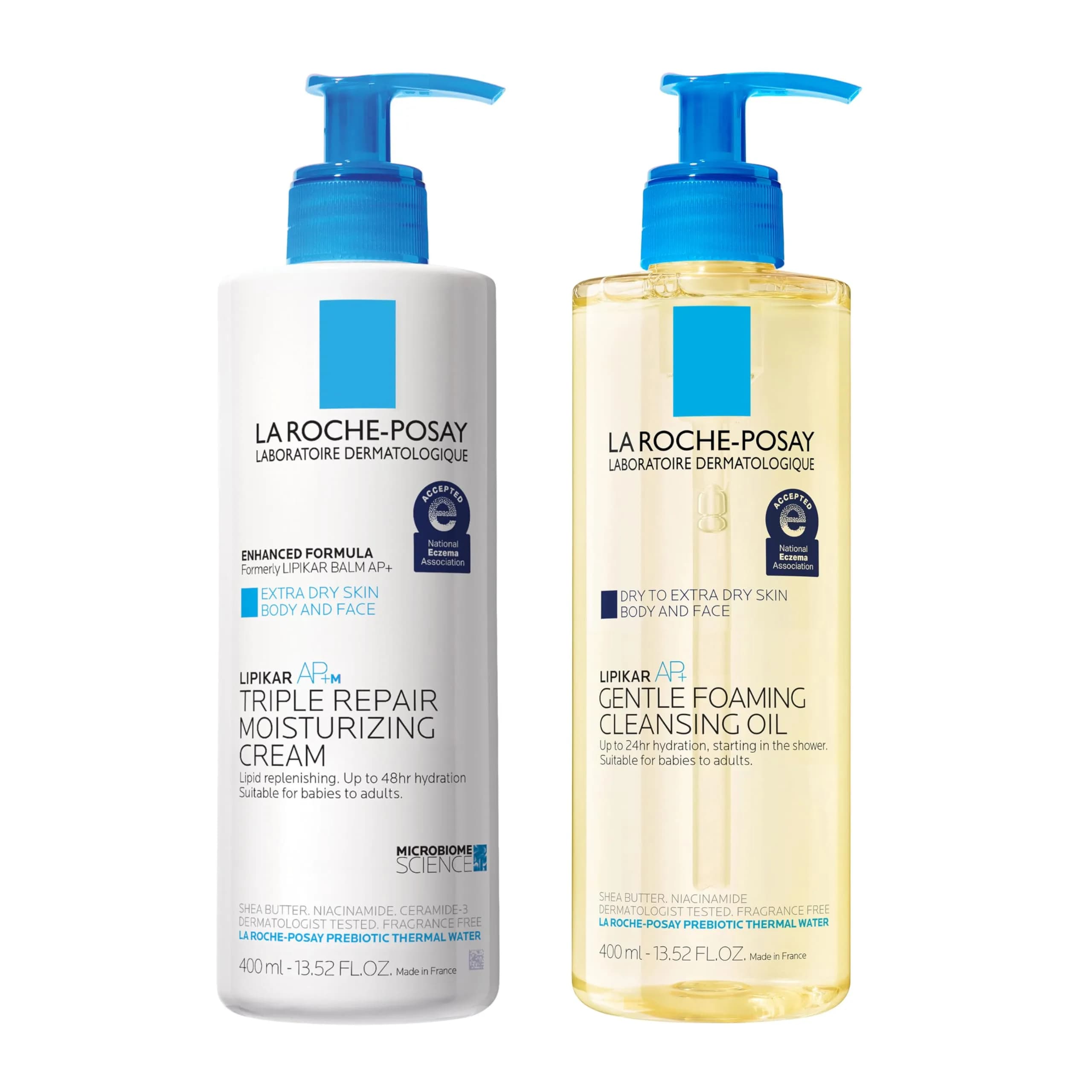 La Roche-Posay Lipikar Skin Care Set, Triple Repair Moisturizing Cream & Foaming Cleansing Oil 405ml (13.52 Fl Oz) | Fragrance-Free Hydration for Dry, Sensitive Skin - main product image