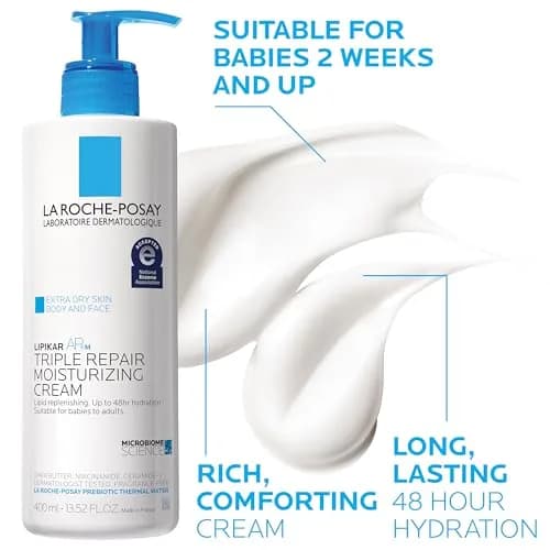 La Roche-Posay Lipikar Skin Care Set, Triple Repair Moisturizing Cream & Foaming Cleansing Oil 405ml (13.52 Fl Oz) | Fragrance-Free Hydration for Dry, Sensitive Skin thumbnail 4