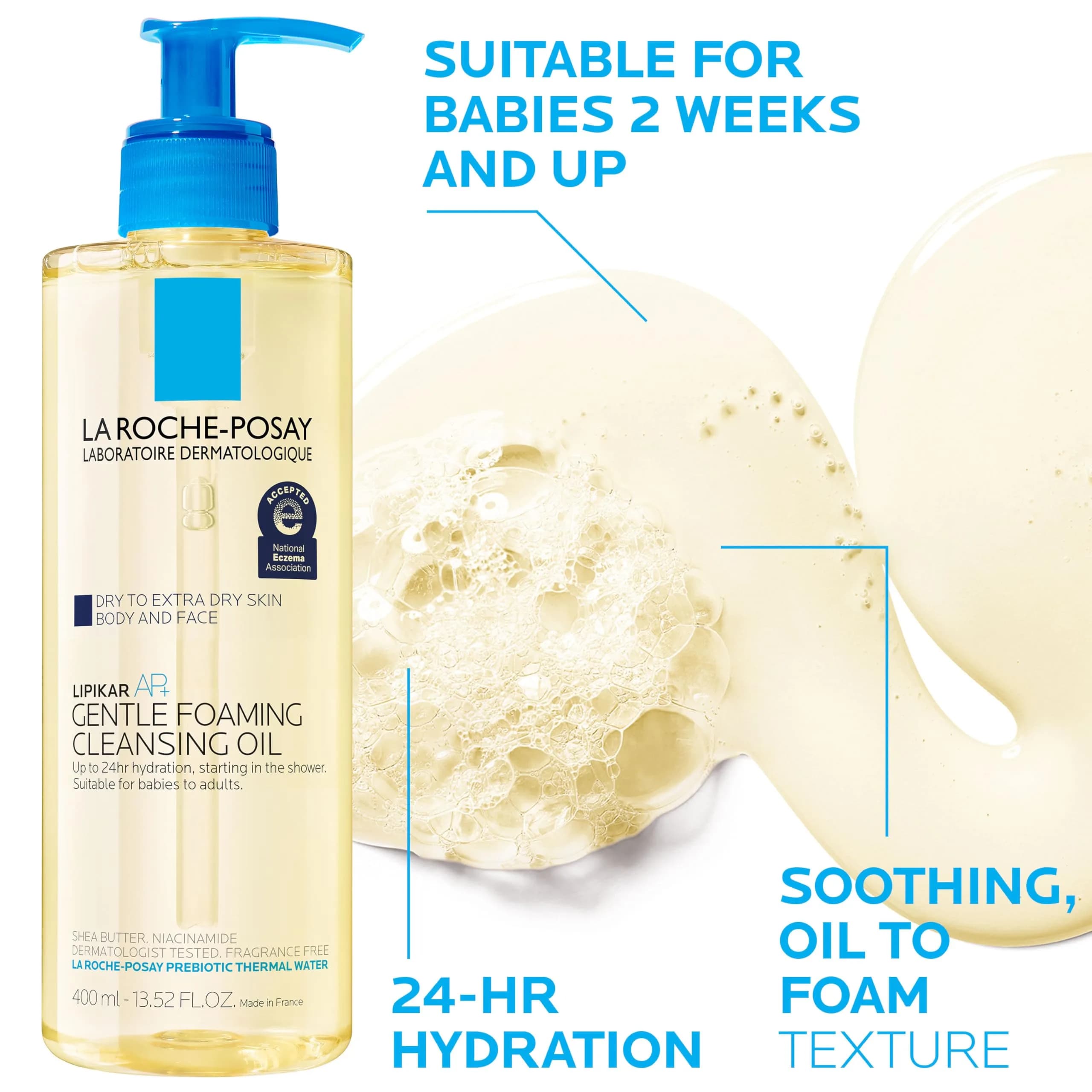 La Roche-Posay Lipikar Skin Care Set, Triple Repair Moisturizing Cream & Foaming Cleansing Oil 405ml (13.52 Fl Oz) | Fragrance-Free Hydration for Dry, Sensitive Skin - view 6