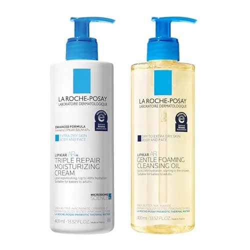 La Roche-Posay Lipikar Skin Care Set, Triple Repair Moisturizing Cream & Foaming Cleansing Oil 405ml (13.52 Fl Oz) | Fragrance-Free Hydration for Dry, Sensitive Skin thumbnail 1