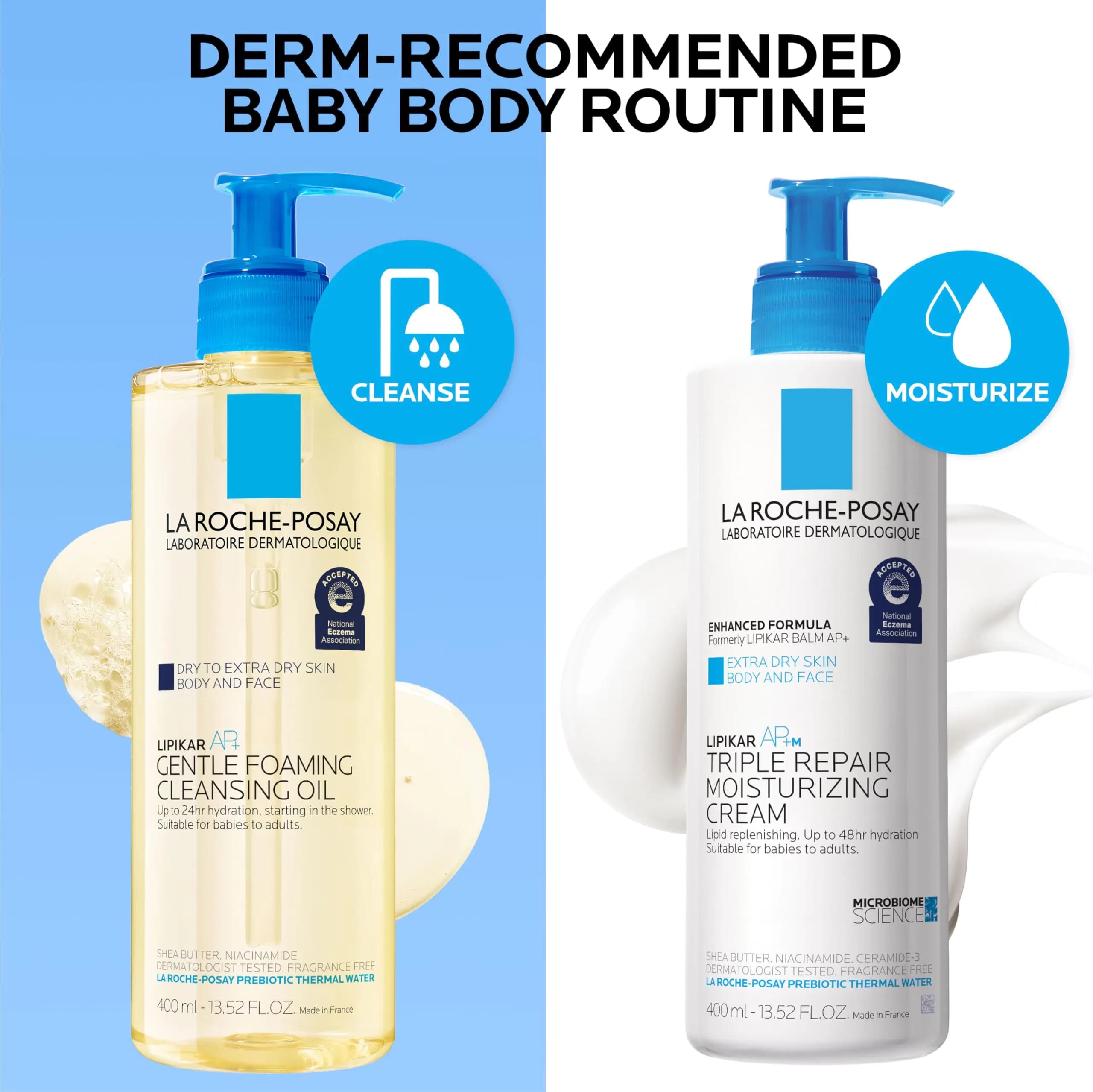 La Roche-Posay Lipikar Skin Care Set, Triple Repair Moisturizing Cream & Foaming Cleansing Oil 405ml (13.52 Fl Oz) | Fragrance-Free Hydration for Dry, Sensitive Skin - view 8