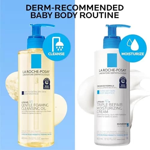 La Roche-Posay Lipikar Skin Care Set, Triple Repair Moisturizing Cream & Foaming Cleansing Oil 405ml (13.52 Fl Oz) | Fragrance-Free Hydration for Dry, Sensitive Skin thumbnail 8