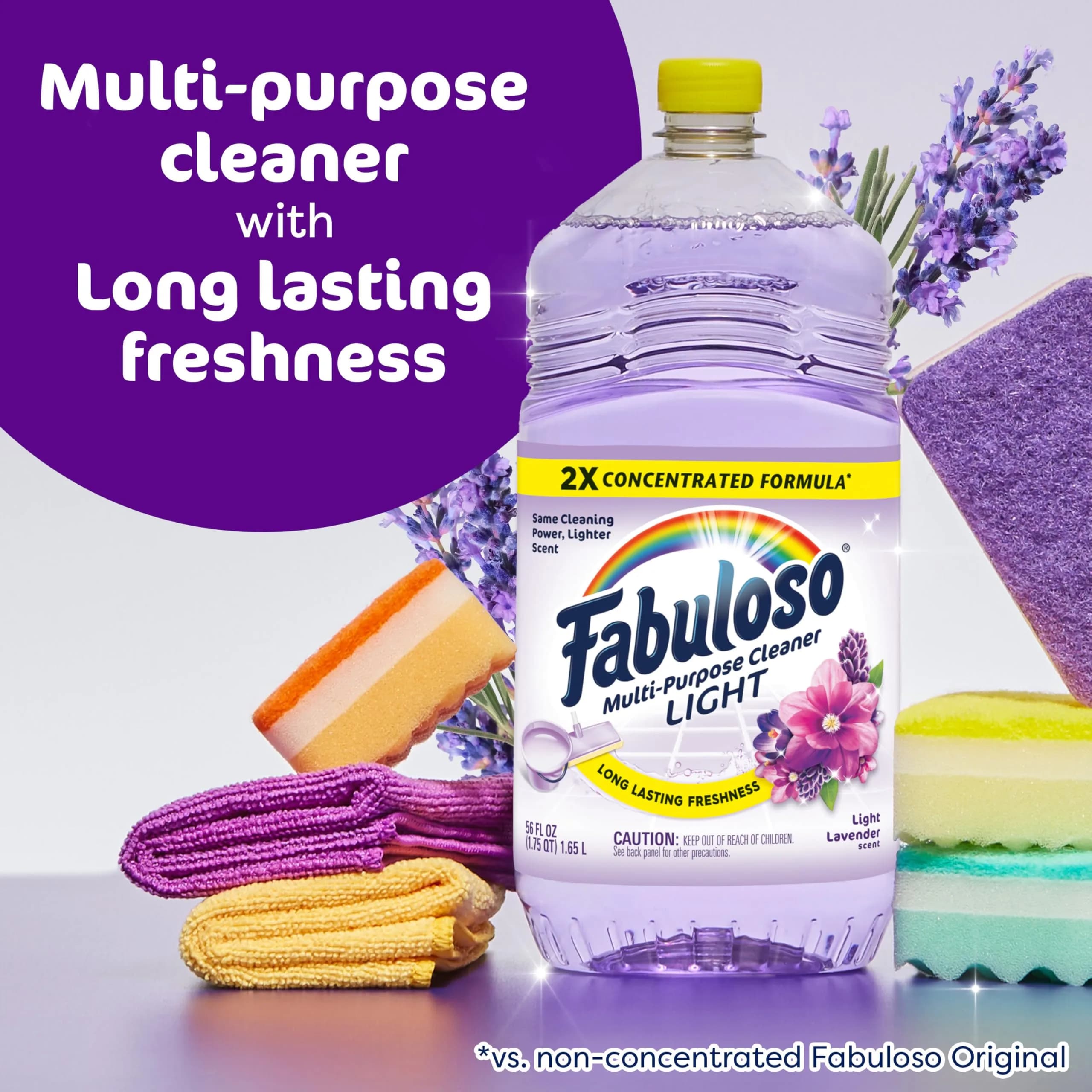 Fabuloso 2X Multi-Purpose Cleaner Light Lavender Scent 1.65 L (56 fl oz) | USA Imported Concentrated Formula - view 3