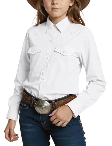 Noomelfish Girls Button-Down Western Shirt 9-10Y | Cowgirl Long Sleeve Cotton thumbnail 1