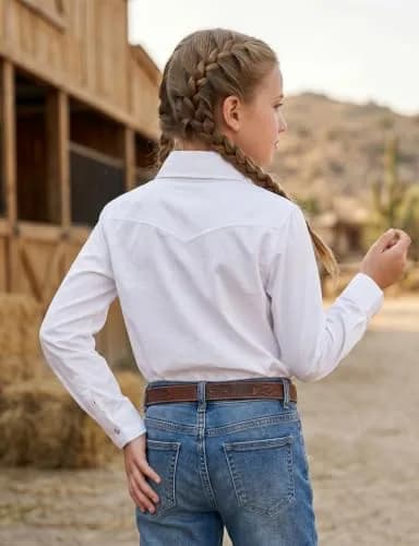 Noomelfish Girls Button-Down Western Shirt 9-10Y | Cowgirl Long Sleeve Cotton thumbnail 2