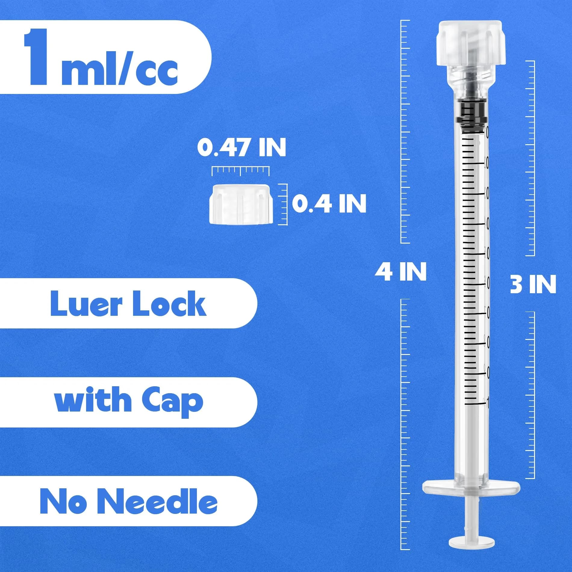 ginallt 1mL Luer Lock Syringes Without Needle, 20 Pack | Sterile, Individually Wrapped, Leak-Free - view 2
