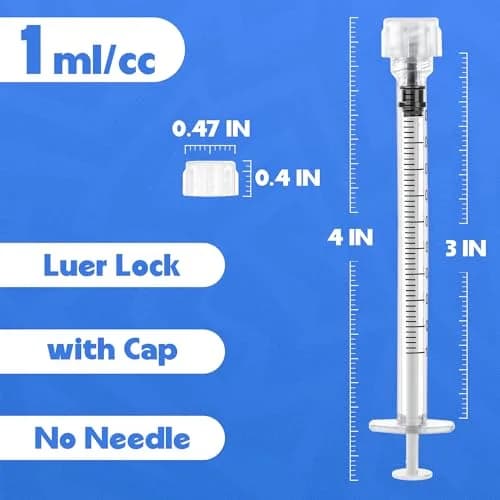 ginallt 1mL Luer Lock Syringes Without Needle, 20 Pack | Sterile, Individually Wrapped, Leak-Free thumbnail 2
