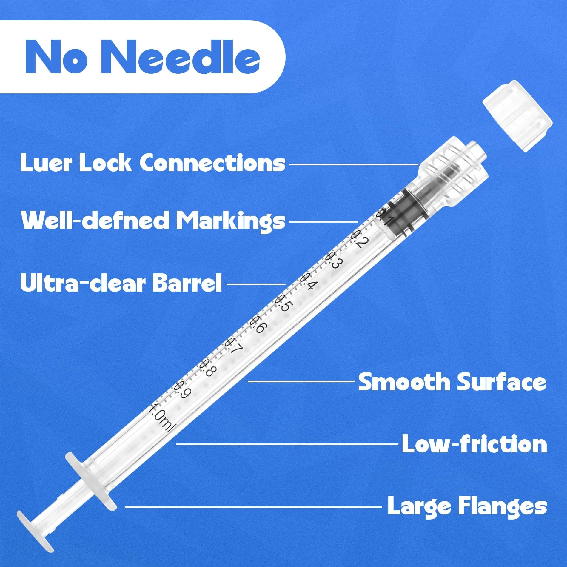 ginallt 1mL Luer Lock Syringes Without Needle, 20 Pack | Sterile, Individually Wrapped, Leak-Free - view 3