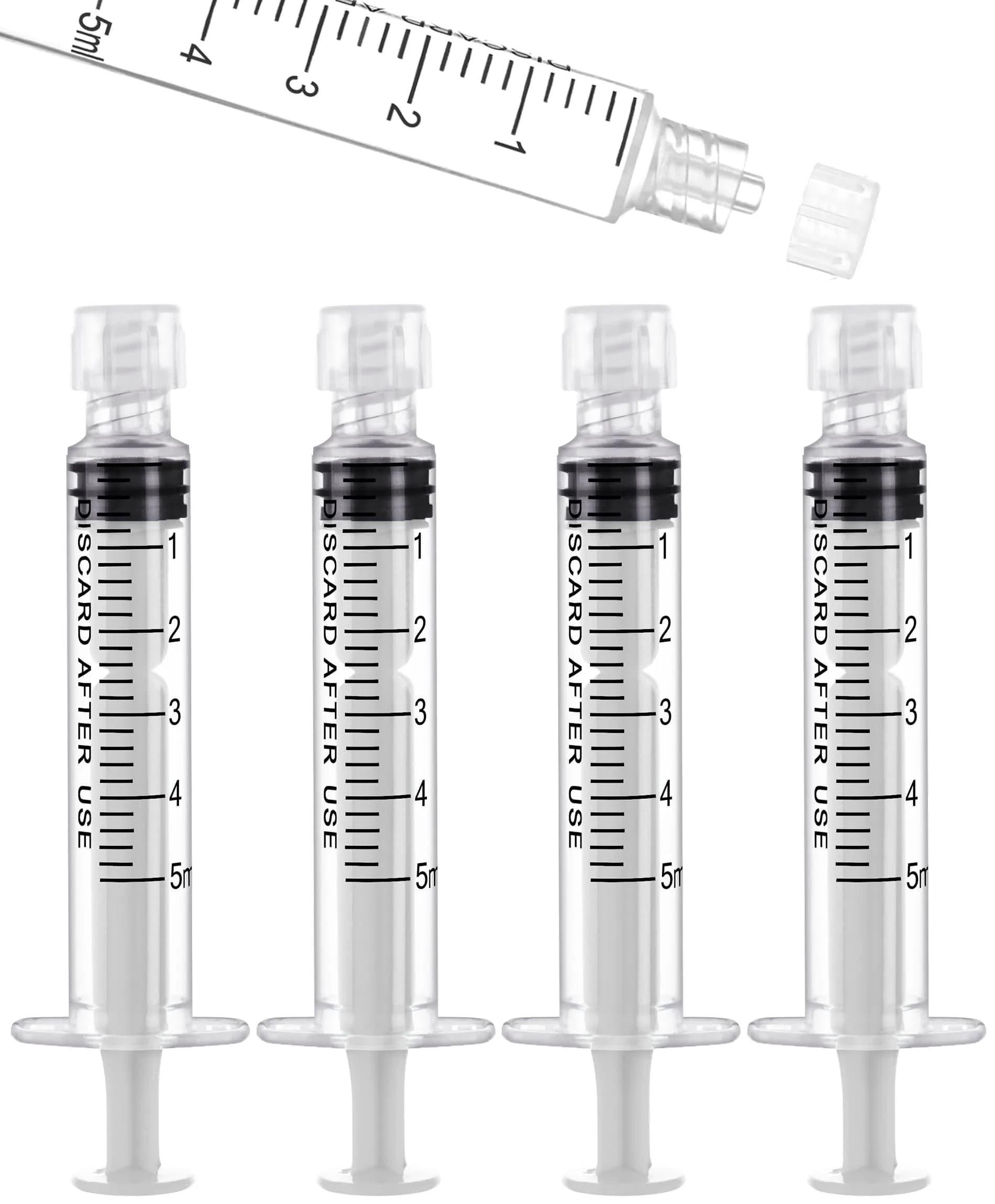 ginallt 5mL Luer Lock Syringes without Needle - Sterile Syringe with Cap, 10 Pack | Precise Liquid Dispensing for Labs & Pets - main product image