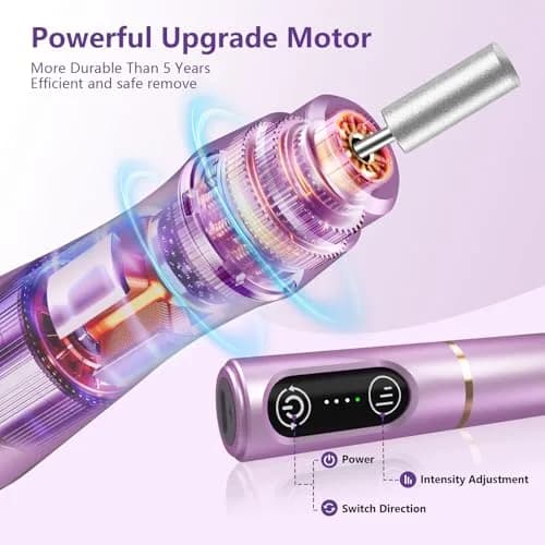 TUOBEO Cordless Nail Drill Electric Nail File Kit, Rechargeable Efile Set with 11 Bits & 56 Bands, Purple thumbnail 5