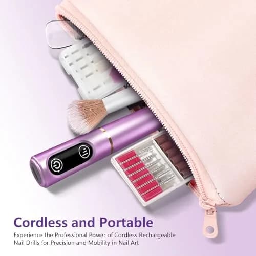 TUOBEO Cordless Nail Drill Electric Nail File Kit, Rechargeable Efile Set with 11 Bits & 56 Bands, Purple thumbnail 7