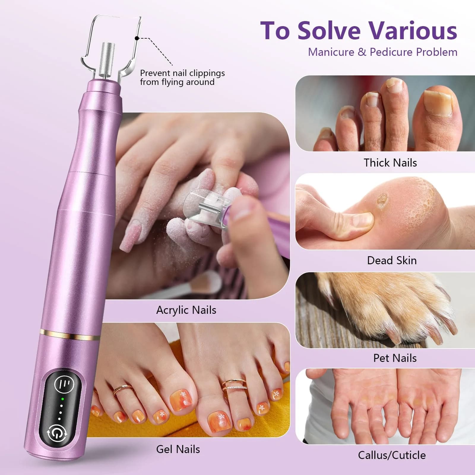 TUOBEO Cordless Nail Drill Kit in Stunning Purple | Rechargeable Efile for Acrylic & Gel Nails - view 3