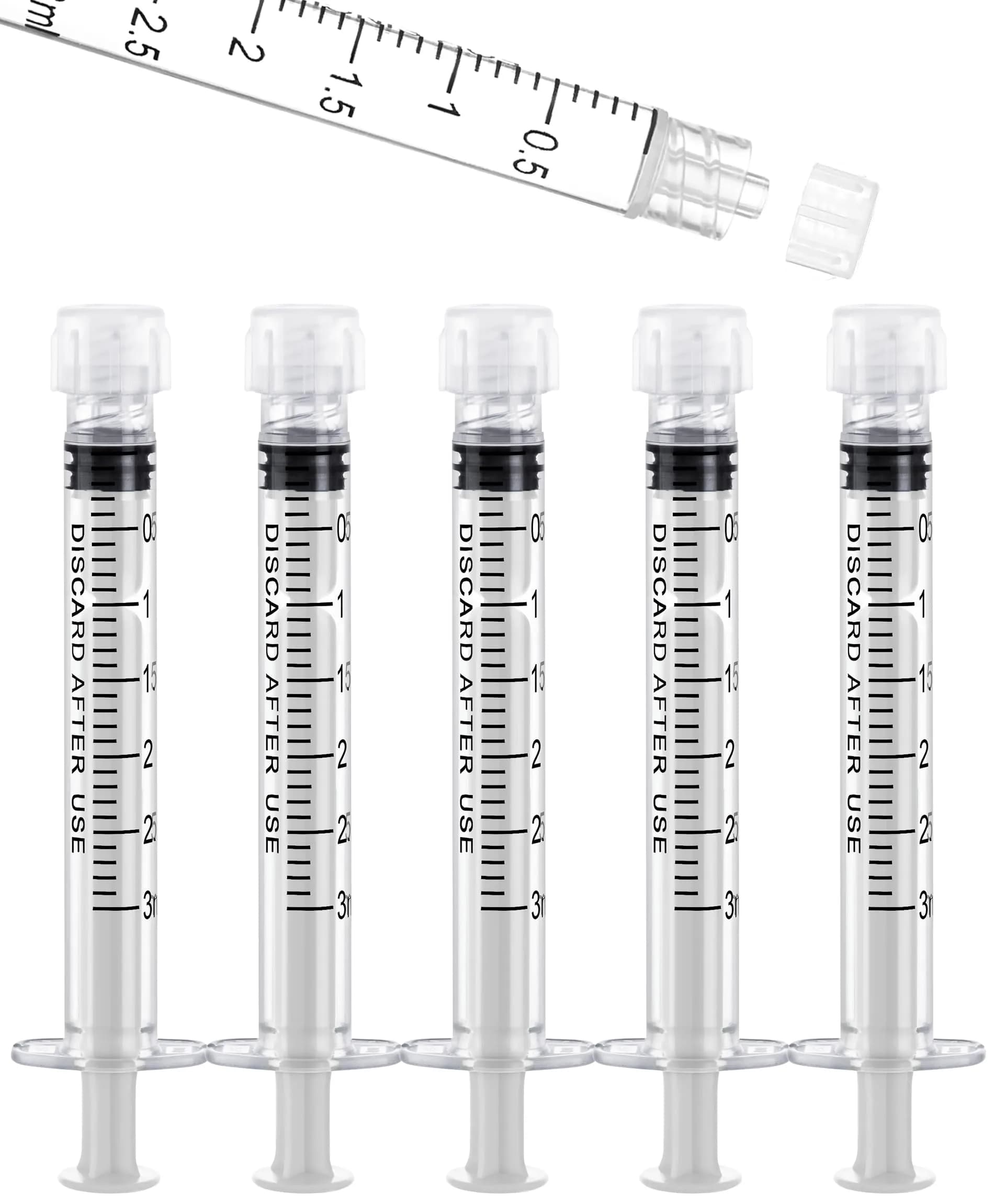 ginallt 3mL Luer Lock Syringes Without Needle - Sterile Syringe with Cap, 50 Pack (150 mL Total) - main product image