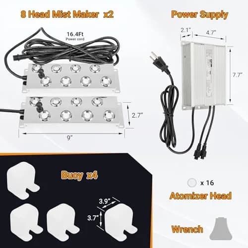 Toriexon Ultrasonic Mist Maker Fogger 16 Heads | 13000ml/H Outdoor Pond Fogger with Stainless Steel thumbnail 9