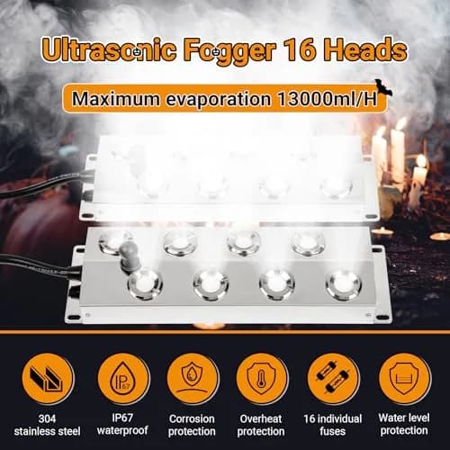 Toriexon Ultrasonic Mist Maker Fogger 16 Heads | 13000ml/H Outdoor Pond Fogger with Stainless Steel thumbnail 2