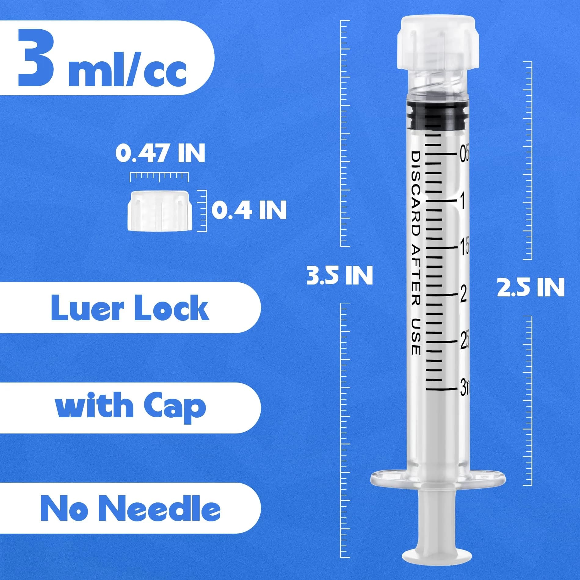 ginallt 3mL Luer Lock Syringes Without Needle - Sterile, 20 Pack | Precise Liquid Dispensing for Labs & Home - view 2