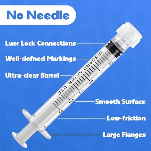 ginallt 3mL Luer Lock Syringes Without Needle - Sterile, 20 Pack | Precise Liquid Dispensing for Labs & Home thumbnail 3