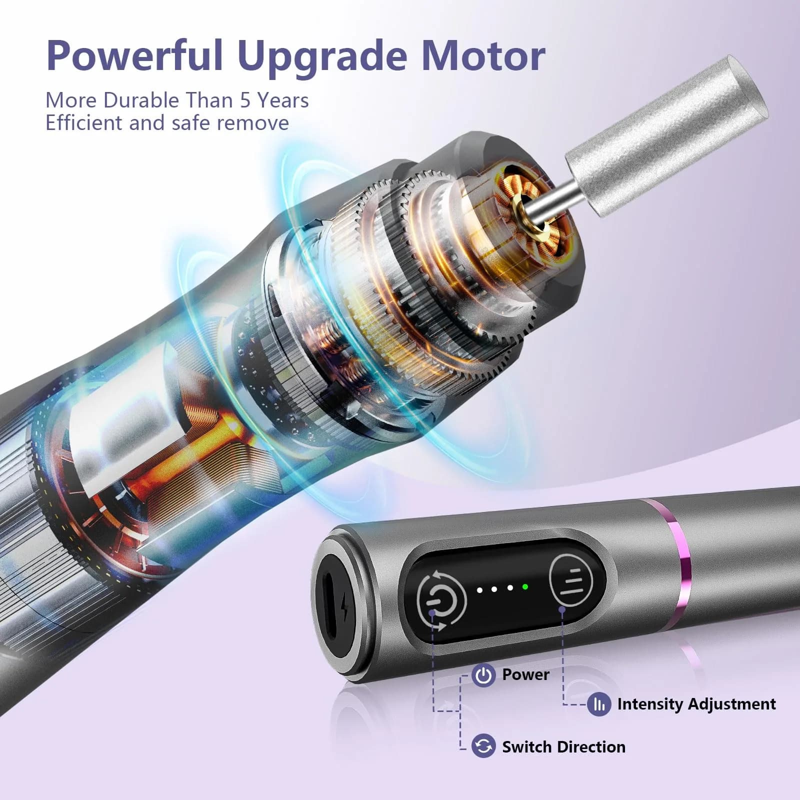 TUOBEO Cordless Nail Drill Electric File Kit 20000 RPM | Portable Efile Set for Acrylic & Gel Nails - view 5