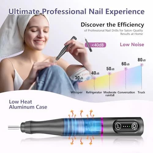TUOBEO Cordless Nail Drill Electric File Kit 20000 RPM | Portable Efile Set for Acrylic & Gel Nails thumbnail 6