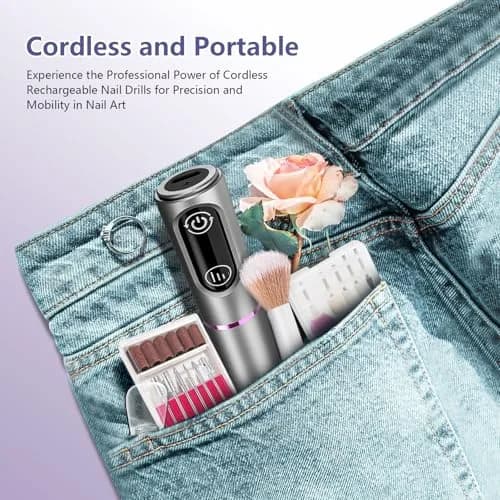 TUOBEO Cordless Nail Drill Electric File Kit 20000 RPM | Portable Efile Set for Acrylic & Gel Nails thumbnail 7