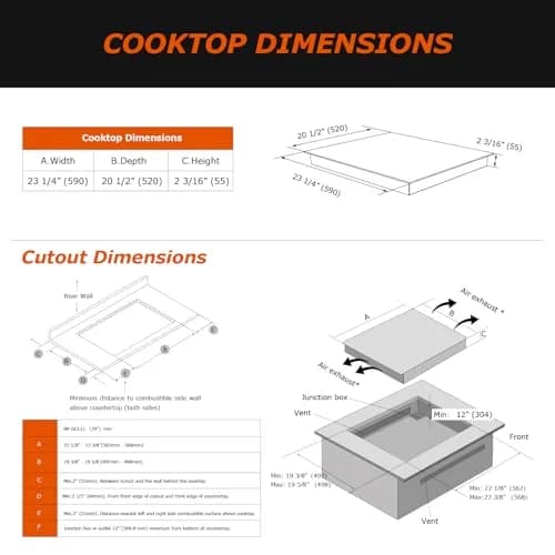 BIGoods 24 Inch Induction Cooktop 4 Burners | Flat Glass Top Electric Stove with Bridge-SYNC, Booster, Timer, Child Lock thumbnail 6