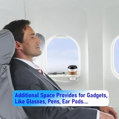 FresherAcc White Cup Holder | Airline Seat & Flight Window Organizer for Phone Gadgets thumbnail 3