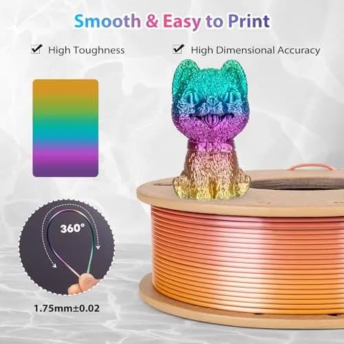 3Dgenius Silk Rainbow PLA Filament 1.75mm 250g | Color Changing, High Gloss Gradient thumbnail 2