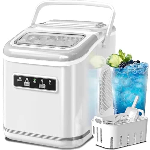 Electactic White Portable Countertop Ice Maker | 26 lbs/24 Hrs (11.8 kg/24 Hrs) thumbnail 1
