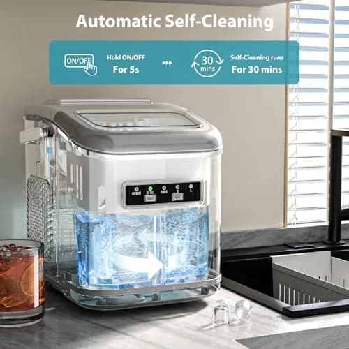 Electactic White Portable Countertop Ice Maker | 26 lbs/24 Hrs (11.8 kg/24 Hrs) thumbnail 4