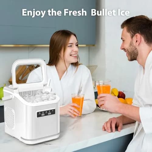 Electactic White Portable Countertop Ice Maker | 26 lbs/24 Hrs (11.8 kg/24 Hrs) thumbnail 5