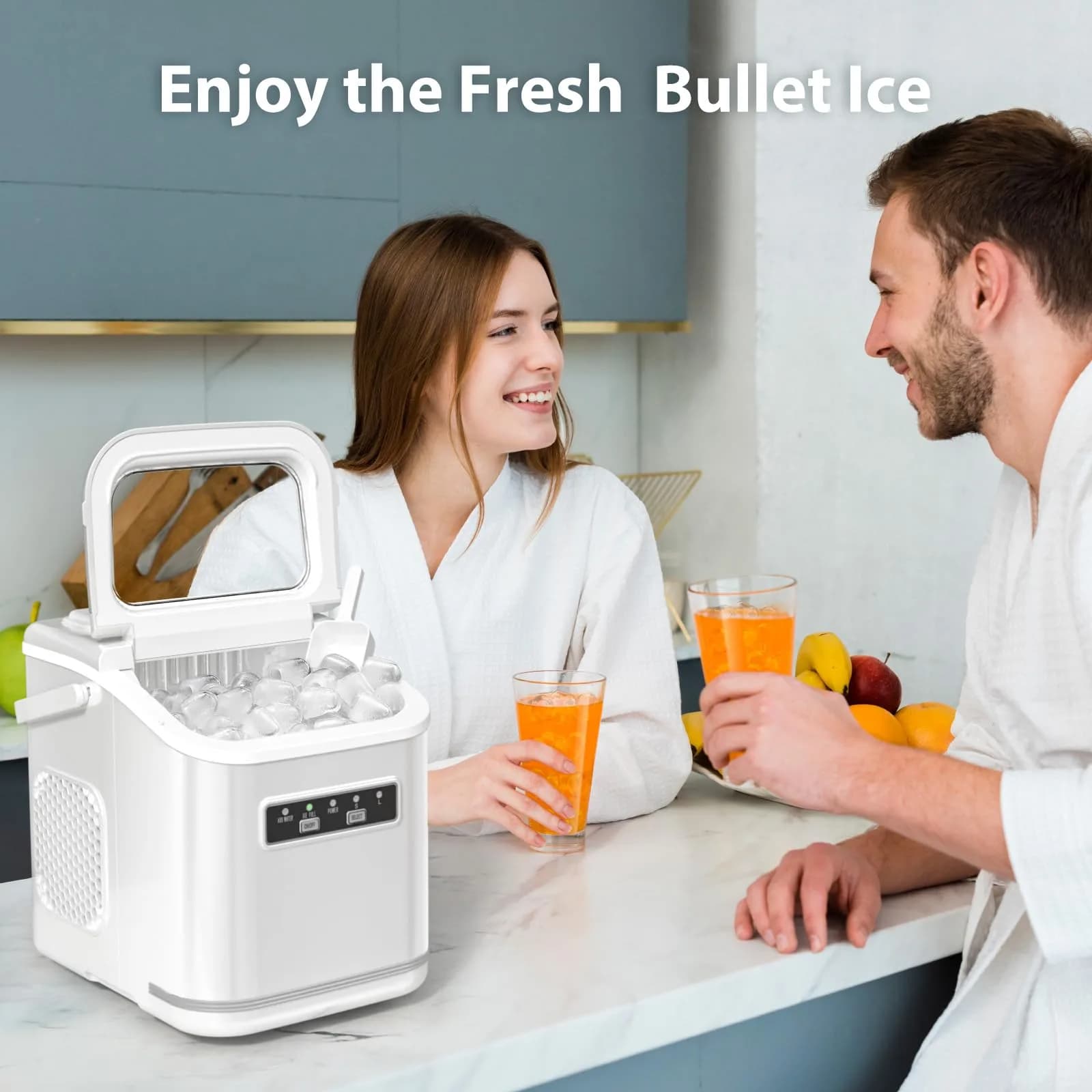 Electactic White Portable Countertop Ice Maker | 26 lbs/24 Hrs (11.8 kg/24 Hrs) - view 5