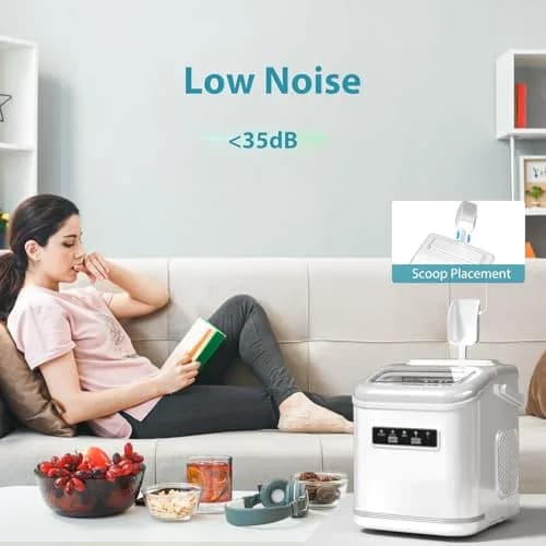 Electactic White Portable Countertop Ice Maker | 26 lbs/24 Hrs (11.8 kg/24 Hrs) thumbnail 2