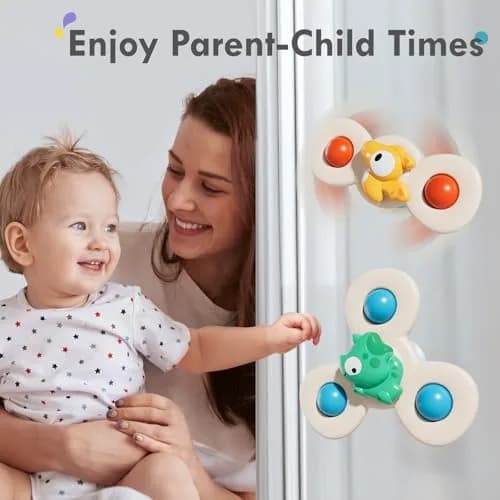 ALASOU Suction Cup Spinner Airplane Travel Toys for 1 Year Old Boy Girl | 3 Pack Multicolor Dinosaur thumbnail 4