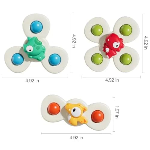 ALASOU Suction Cup Spinner Airplane Travel Toys for 1 Year Old Boy Girl | 3 Pack Multicolor Dinosaur thumbnail 7