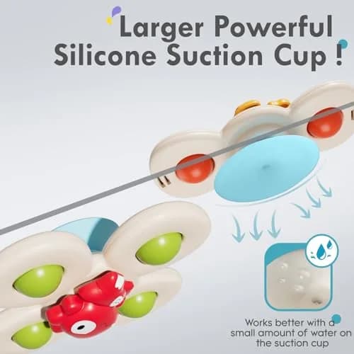 ALASOU Suction Cup Spinner Airplane Travel Toys for 1 Year Old Boy Girl | 3 Pack Multicolor Dinosaur thumbnail 2
