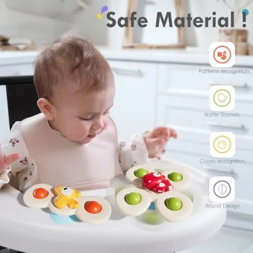 ALASOU Suction Cup Spinner Airplane Travel Toys for 1 Year Old Boy Girl | 3 Pack Multicolor Dinosaur thumbnail 3