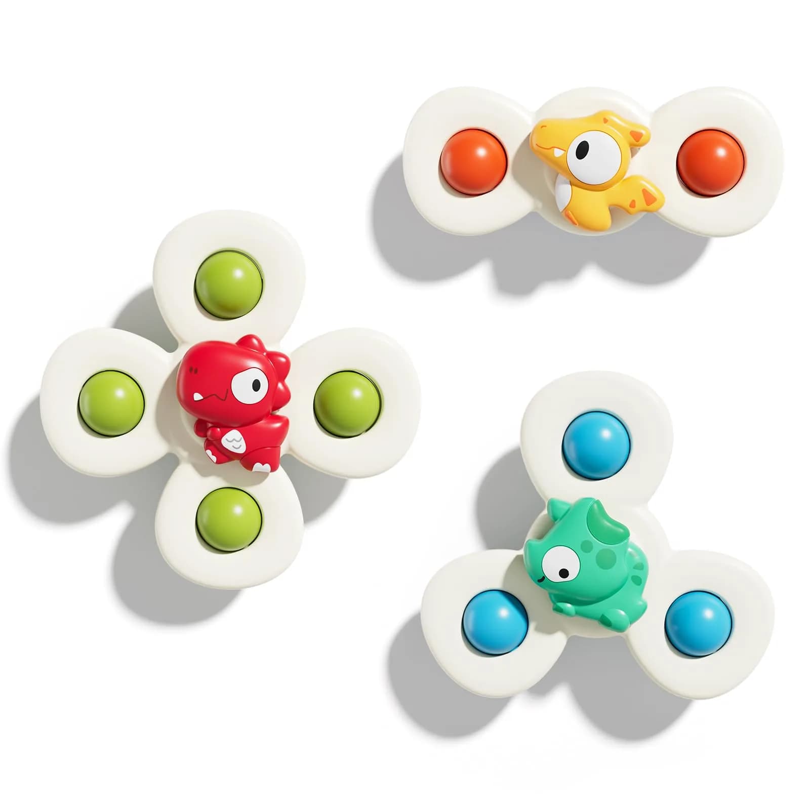ALASOU Suction Cup Spinner Airplane Travel Toys for 1 Year Old Boy Girl | 3 Pack Multicolor Dinosaur - main product image