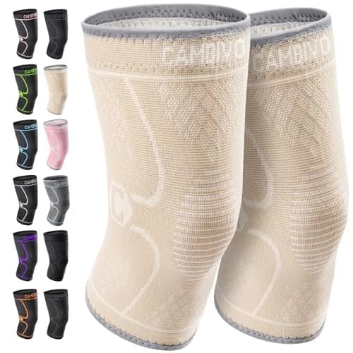 CAMBIVO 2 Pack Knee Brace Compression Sleeve XXXL Beige | FDA Approved Orthopedic Brace for Joint Pain Relief thumbnail 1