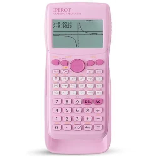 IPEROT Graphing Calculator with 10 Modes & 4 Functions, 128x64 LCD Display | Advanced Math & Science Tool — Light Pink
