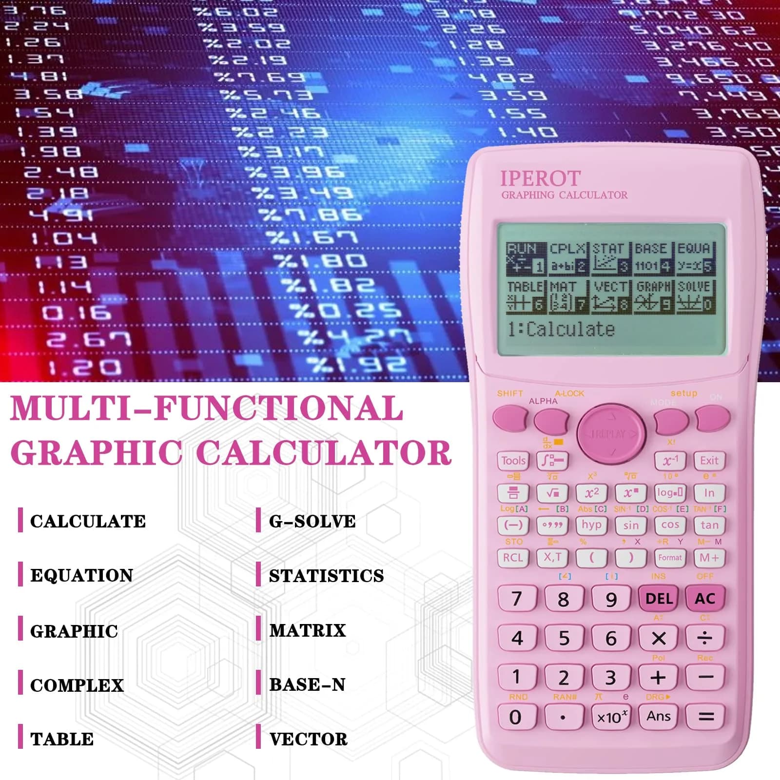 IPEROT Graphing Calculator with 10 Modes & 4 Functions, 128x64 LCD Display | Advanced Math & Science Tool - view 3