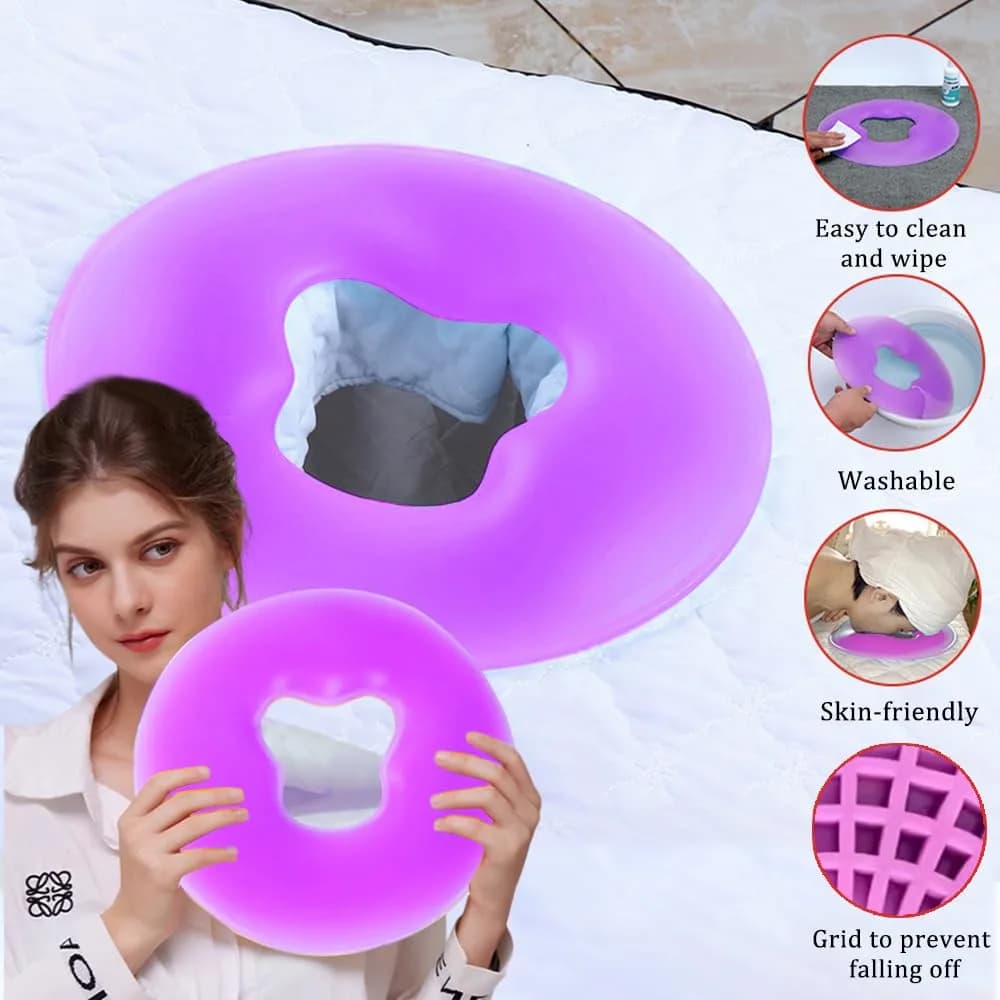 OULIGET Silicone Face Massage Pillow, Purple | Soft SPA Headrest for Beauty Beds & Travel - view 4