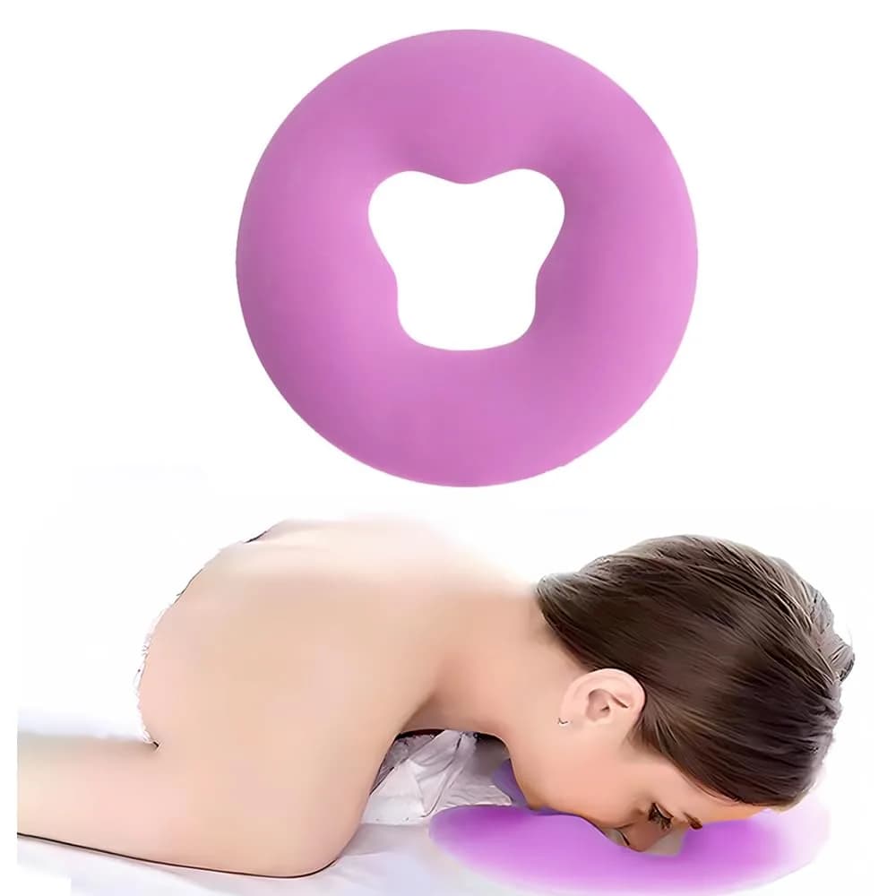 OULIGET Silicone Face Massage Pillow, Purple | Soft SPA Headrest for Beauty Beds & Travel - main product image