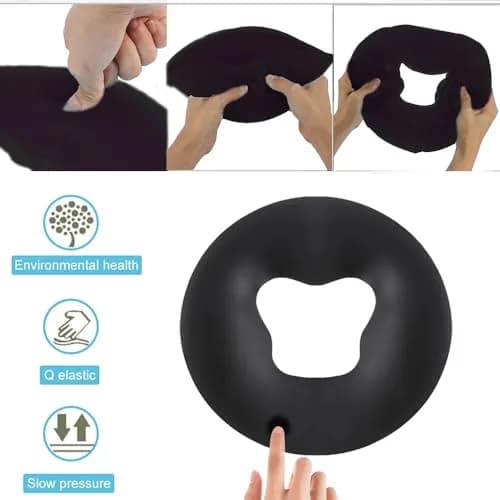 OULIGET Silicone Face Massage Pillow Black | Soft SPA Headrest for Beauty Beds & Travel thumbnail 4