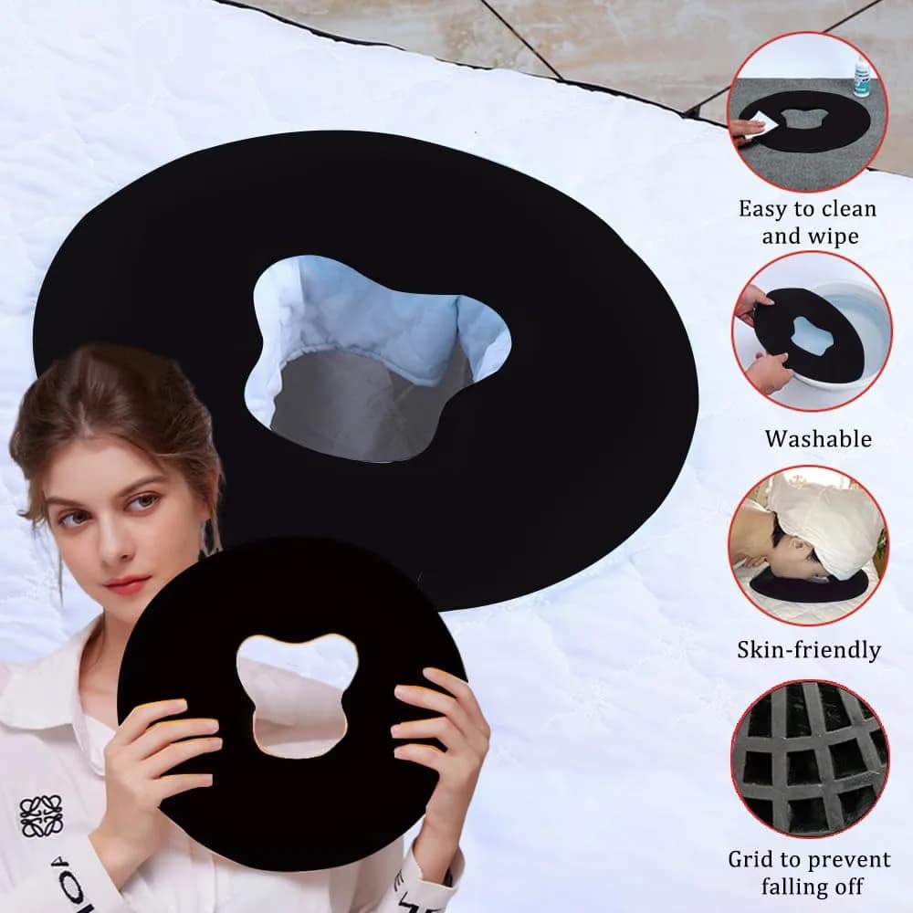 OULIGET Silicone Face Massage Pillow Black | Soft SPA Headrest for Beauty Beds & Travel - view 3