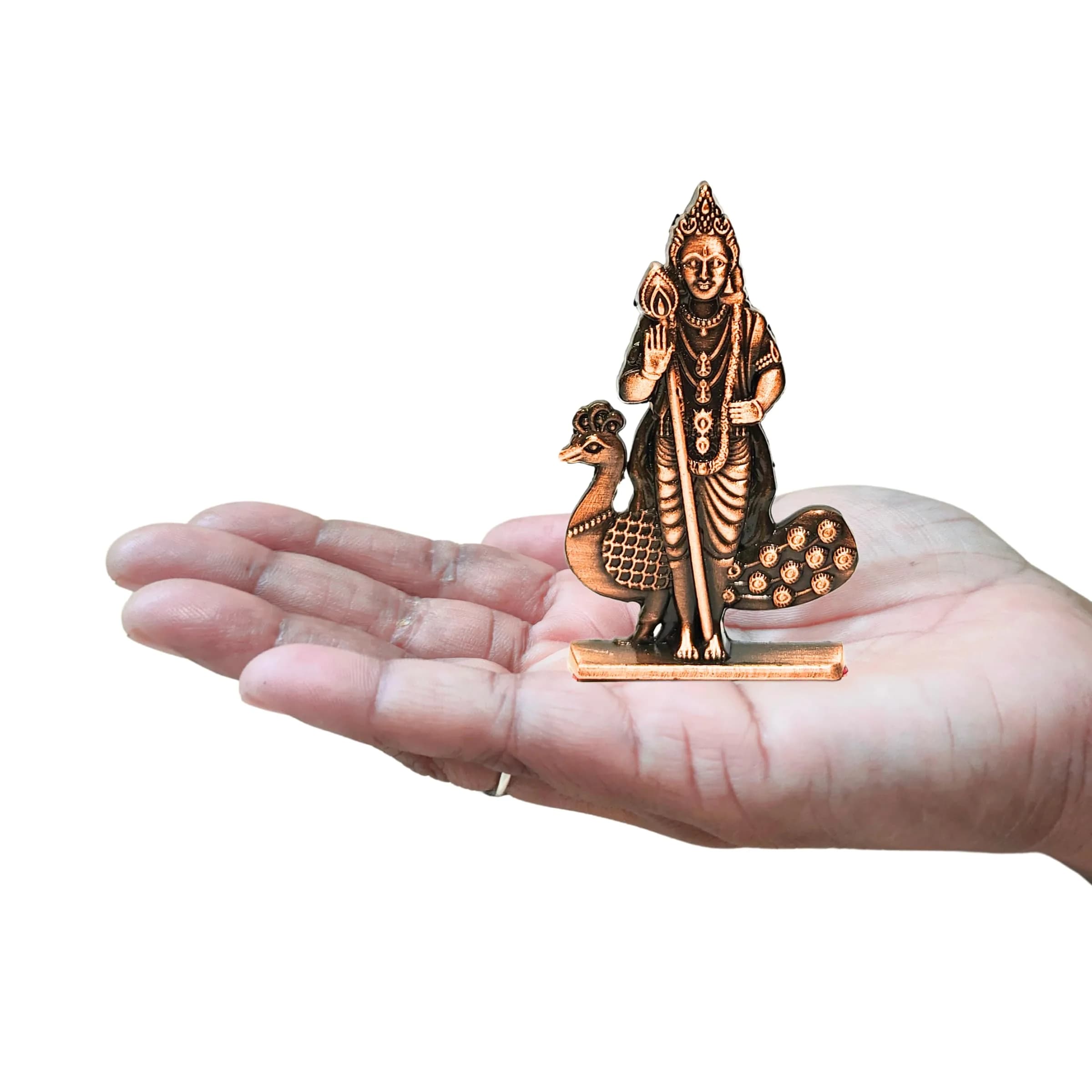 anciently Murugan Statue for Car Dashboard | Kartikeya Idol Metal Figurine 35g (Copper Colour) — Copper Colour